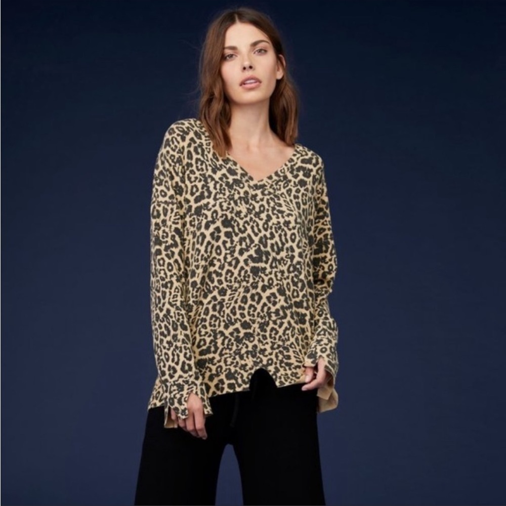 LNA Leopard Print Brushed Bitten Sweater‎